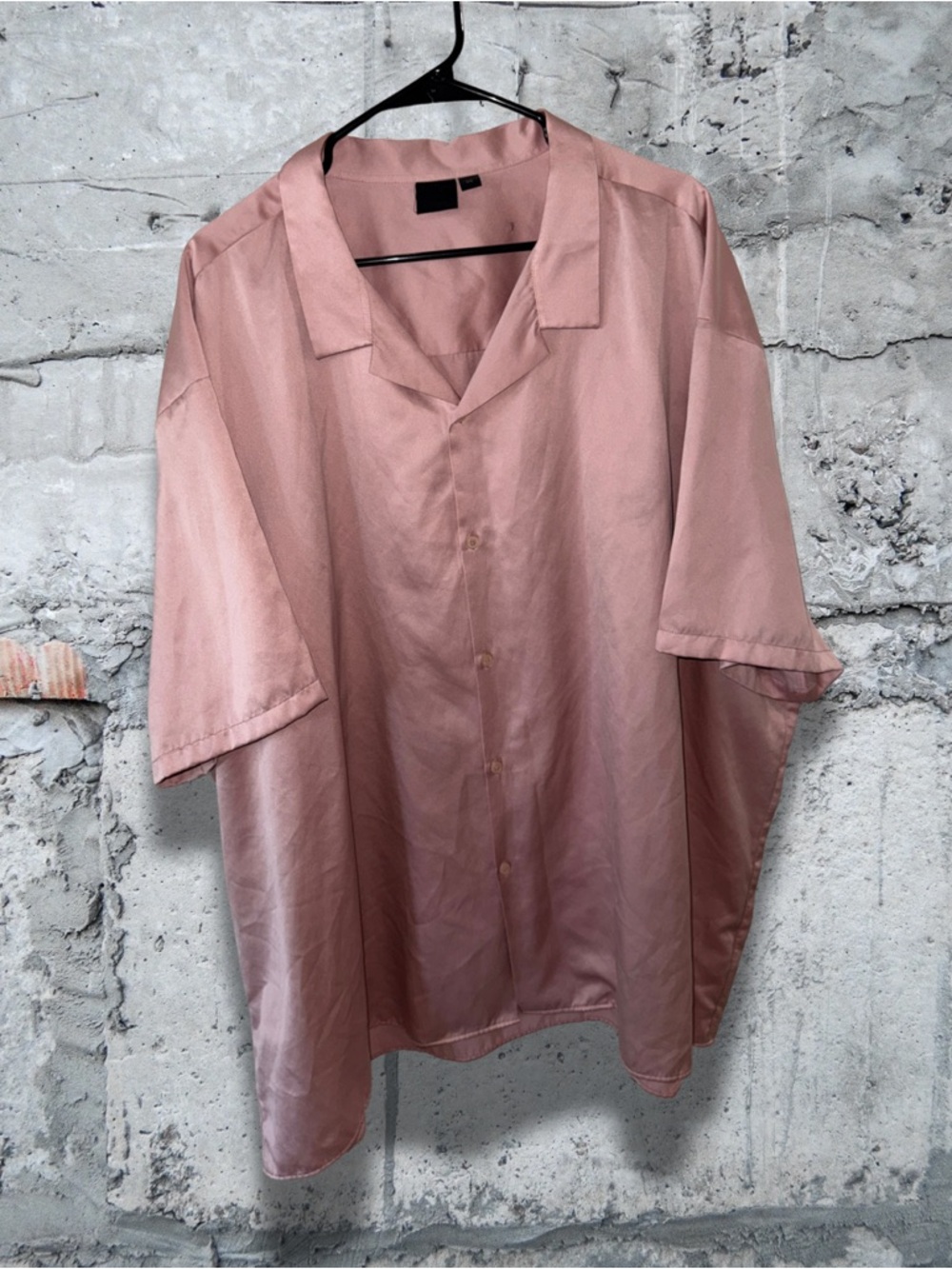 ASOS Oversized Short-Sleeve Button-Up Shirt in Dusty Rose